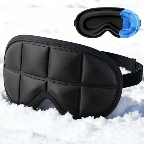 3D Cooling Sleep Mask with Double Coldfocus Gel for Hot & Cold Therapy Black 1 Pack