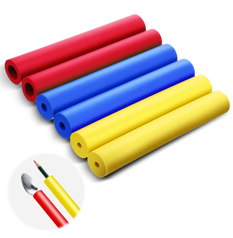 6 Pcs Foam Grip Tubing Comfort Non-Slip Foam Tubing for Utensils Pens Pencils Tools Ergonomic Handle Grip Tube for Elderly, Disabled, 3 Sizes