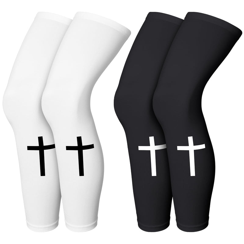 Skylety 2 Pairs Faith Cross Compression Leg Sleeve Religious Jesus Full Length Leg Sleeves for Footall Basketball Cycling Small - BeesActive Australia