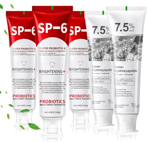 5 Pcs SP-6 Probiotics Whitening Toothpaste+7.5 Hydroxyapatite Toothpastes