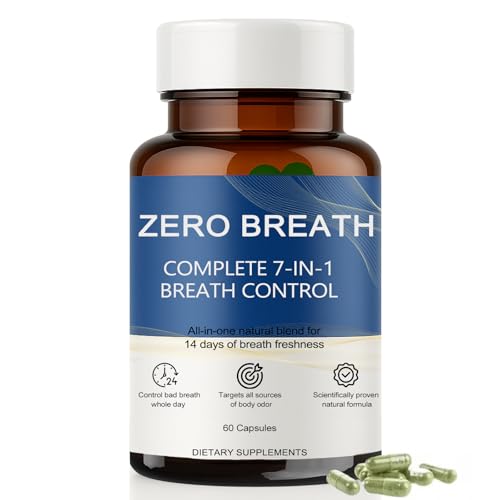 Zero Breath Bad Breath Capsules, 7-in-1 Body Deodorizing Supplement, with Chlorophyllin, Mint Extract, Probiotic Blend, Oral Freshness in 14 Days 1