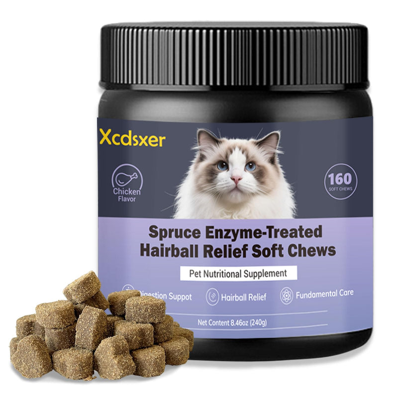 Hairball Control Soft Chews for Cats, Chicken Flavor - Reduces Hairballs & Shedding, Supports Skin & Coat Health, with Apple Pomace & Psyllium Husk, for All Ages 1