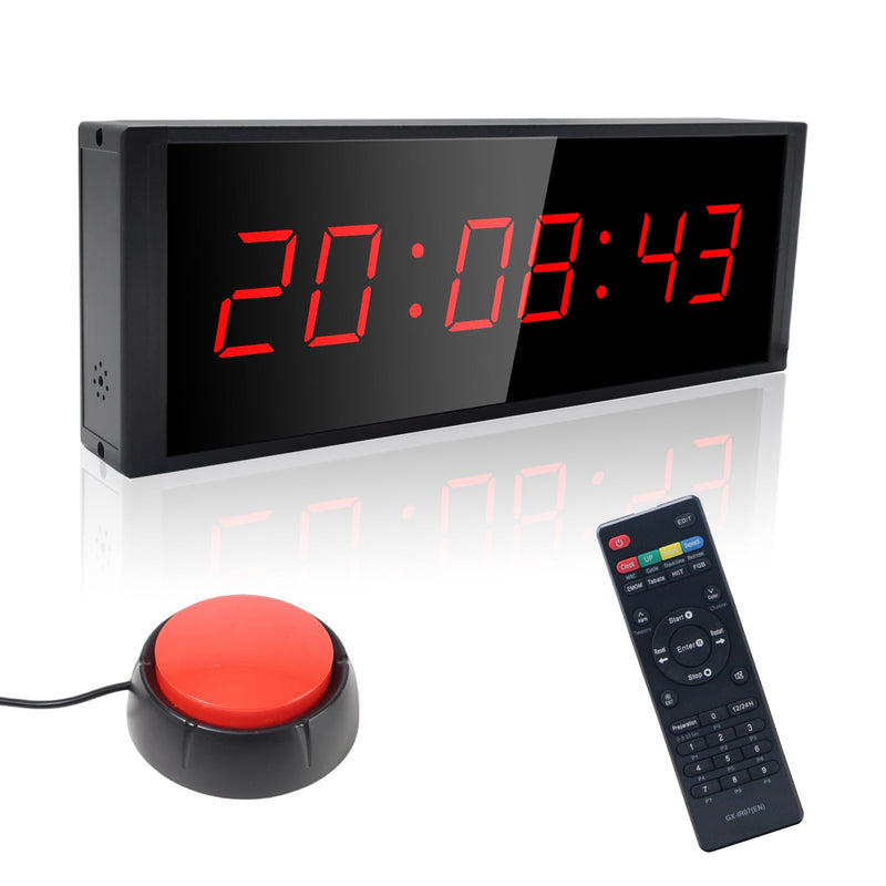 Gym Timer Clock with Start/Stop Button,12/24H Digital Wall Clock with Remote Control, Countup, Countdown, Stopwatch, Workout Timer for Home Gym Garage