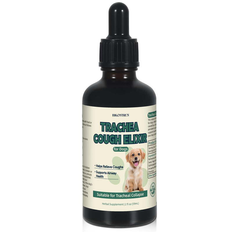 Collapsed Trachea Treatment for Dogs, Cough for Dogs, Trachea Cough Elixir, Natural Herbal Supplements Relieves Cough and Helps Soothe the Throat (2 FL OZ)
