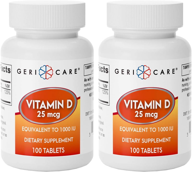 GeriCare Vitamin D 25mcg Tablets, Promotes Healthy Bones & Immune Support, Dietary Supplement, 100 Count (2 Pack) 100 Count (Pack of 2)