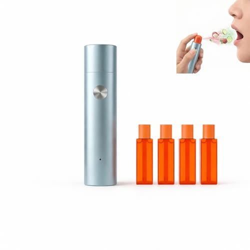 Smart Electric Oral Spray, Portable Electric Breath Spray & Rechargeable Mouth Spray with 4 Pods (2 Flavors: Lychee & Cucumber), Instant Fresh Breath in 3s, Alcohol& Sugar Free (Blue) Blue
