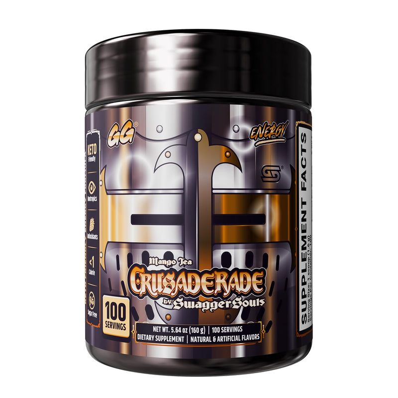 Gamer Supps GG Energy - Crusaderade by SwaggerSouls (100 Servings) - Keto Friendly Gaming Energy and Nootropic Blend, Sugar Free + Caffeine + Vitamins + Immune Support, Powder Drink