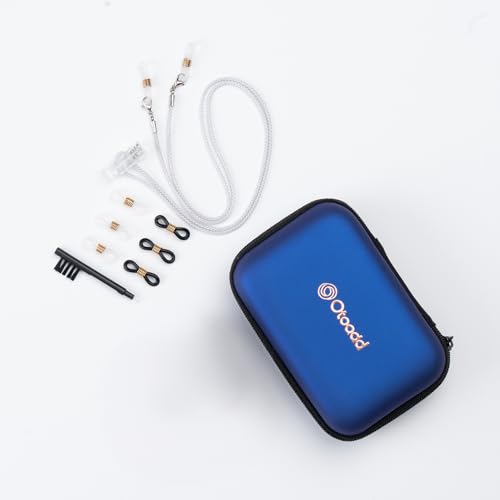 Hearing Aid Tools Kit for Seniors – Complete Set with Blue Case, Gray Anti-Drop Strap, O-Rings & Cleaning Brush, Essential Care Accessories for Hearing Aids & Amplifiers Gray Strap