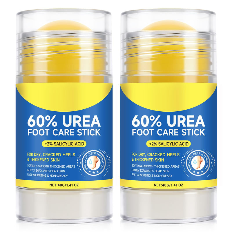 2PCS Urea Cream Stick 60% + 2% Salicylic Acid, Heel Balm for Dry Cracked Feet, Callus Remover & Exfoliating Moisturizer, Fast-Absorbing Foot Cream Stick for Rough Heels, Hands & Knees - BeesActive Australia