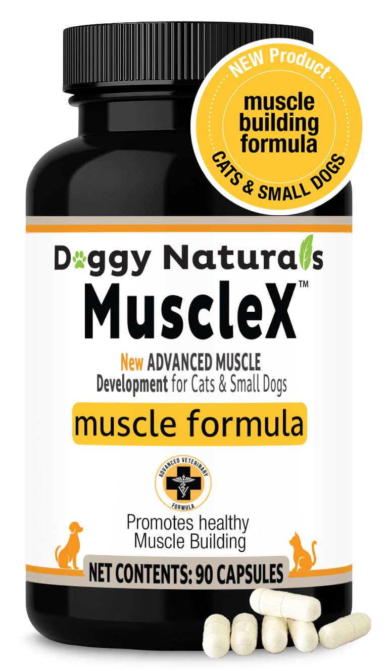 MuscleX™ Feline Canine Muscle Formula Cats & Small Dogs with 300 mg CaHMB & Vitamin D3, Natural Muscl Building formula - Helps Reduce Muscle Loss Due to Normal Aging & Improve Injury Recovery(90 Caps)