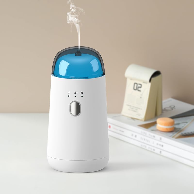 Waterless Diffuser for Essential Oil, Battery Operated Nebulizer, Portable Mini Scent Air Machine, Rechargeable Aromatherapy diffusers with 7color LED Light for Car, Home, Room, Office White - BeesActive Australia