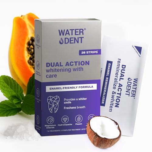Gentle Whitening & Remineralization Teeth Strips | Helps Your Teeth gets Stronger | 14-Treatment Kit for Sensitive Teeth | Peroxide-Free Formula with Hydroxyapatite, Papain & Coconut Oil (28 Strips)