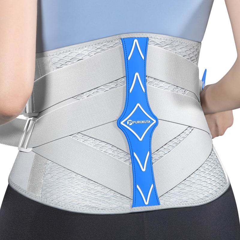 Ergonomical Back Brace for Lower Back Pain with Lumbar Pad,Lumbar Support Belt for Men Women,Adjustable Back Support Brace for Heavy Lifting & Work,Sciatica, Scoliosis, Herniated Disc,White/Blue, M (Waist:33.5"-40.2") Medium White-Blue