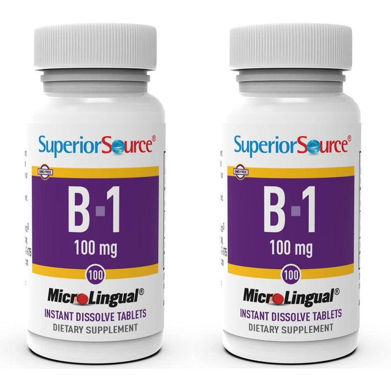 Superior Source Vitamin B1 (Thiamin), 100 mg, Under The Tongue Quick Dissolve MicroLingual Tablets, 100 Count, Increased Metabolism and Energy Production, Nervous System Support, Non-GMO, Pack of 2 100 Count (Pack of 2)