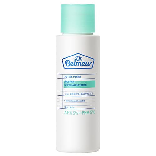 Dr. Belmeur AHA/PHA Exfoliating Toner (3.3fl oz) - Korean Skincare Mild Exfoliating & Pore-Refining Toner – AHA, PHA,. Allantoin & Panthenol for Smooth, Hydrated Skin.