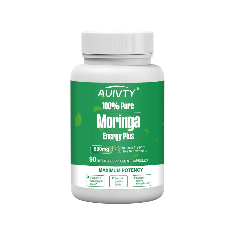 Moringa Capsules 800mg – 90 Vegan Capsules | Pure Moringa Leaf Powder Supplement for Natural Energy, Digestive Balance, Antioxidant & Daily Wellness | Non-GMO, Plant-Based, Made in USA