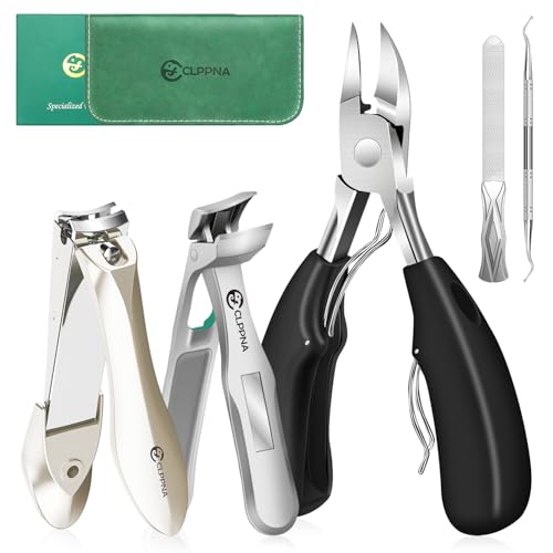 Toenail Clippers for Thick Toenails for Seniors, Angled Head Large Toe Nail Clippers for Ingrown Nails, Sharp Nail Cutter with Catcher Long Handle, Heavy Duty Nail Clippers Set for Thick Toenails Professional Nail Clipper Set