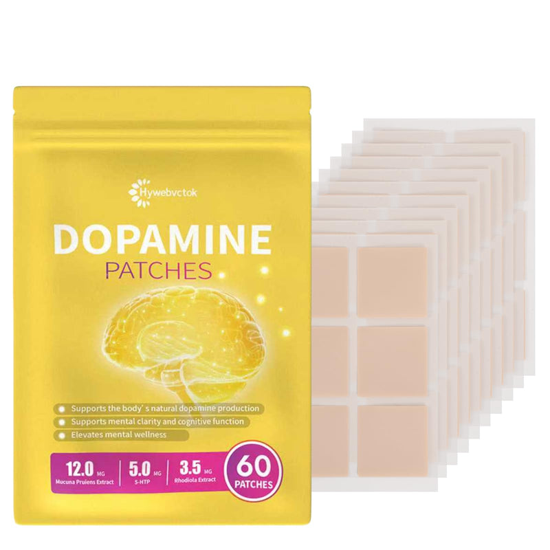Dopamine Patches for Women Men, Upgraded Formulas with Mucuna Pruriens, 5-HTP, Lion's Mane Mushroom, Rhodiola,Support Dopamine & Serotonin Balance,Mental Health,60 Vegan Patches