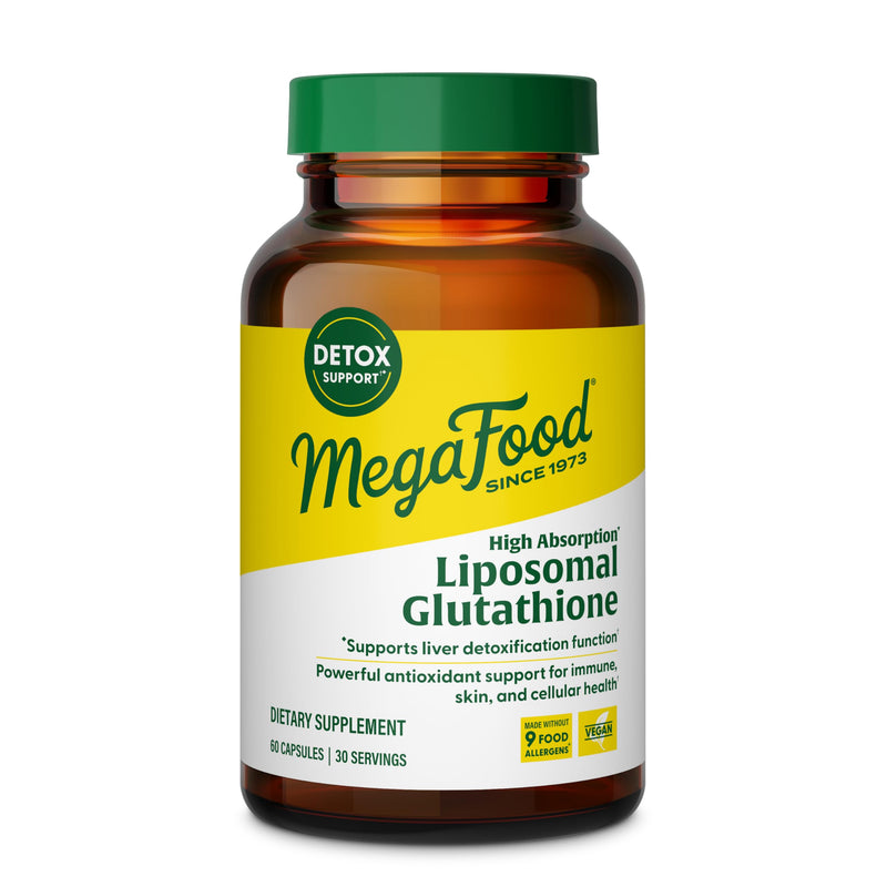 MegaFood High Absorption Liposomal Glutathione Supplement, 60 Capsules | Liver Detox & Antioxidant Support for Immune, Skin, Brain, Heart and Cellular Health, Healthy Aging, Vegan, 30 Servings