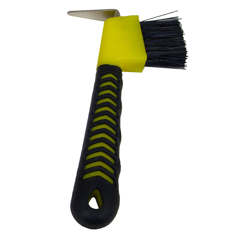 Intrepid International Rubber Handle Hoof Pick w/Brush for Horses, Hoof Pick for Easy Horse Hoof Cleaning, Horse Grooming Supplies Yellow
