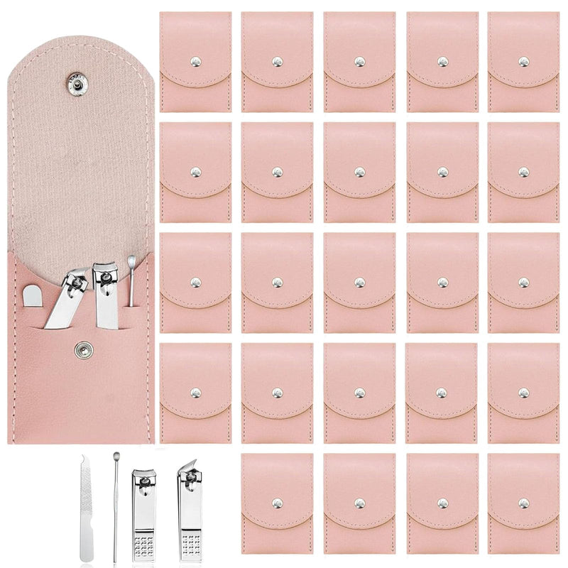24 Sets Travel Manicure Set Professional Nail Clipper Kit Bulk,4 in 1 Adult Stainless Steel Travel Manicure Kit with Case Individually Wrapped Nail Clippers Bulk for Homeless,Hotel,Charity（Pink） 24 Packs(4 in 1) Pink - BeesActive Australia