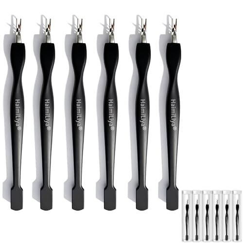 6Pcs 2-in-1 Cuticle Fork with Pusher, Dual-end Cuticle Remover Nail Pusher Cuticle Trimmer, Gentle Plastic Nail Cuticle Care Tool, At-Home Mani Essential, Black