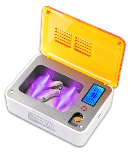 Hearing Aid Dryer Dehumidifier，Hearing Amplifiers Drying Box with 5 Cleaning Kit Removes Moisture, Sweat, and Dust from Earbuds Hearing Aids, 4 Ultraviolet Light, Battery Test. (4UV+Tools) 4UV+Tools