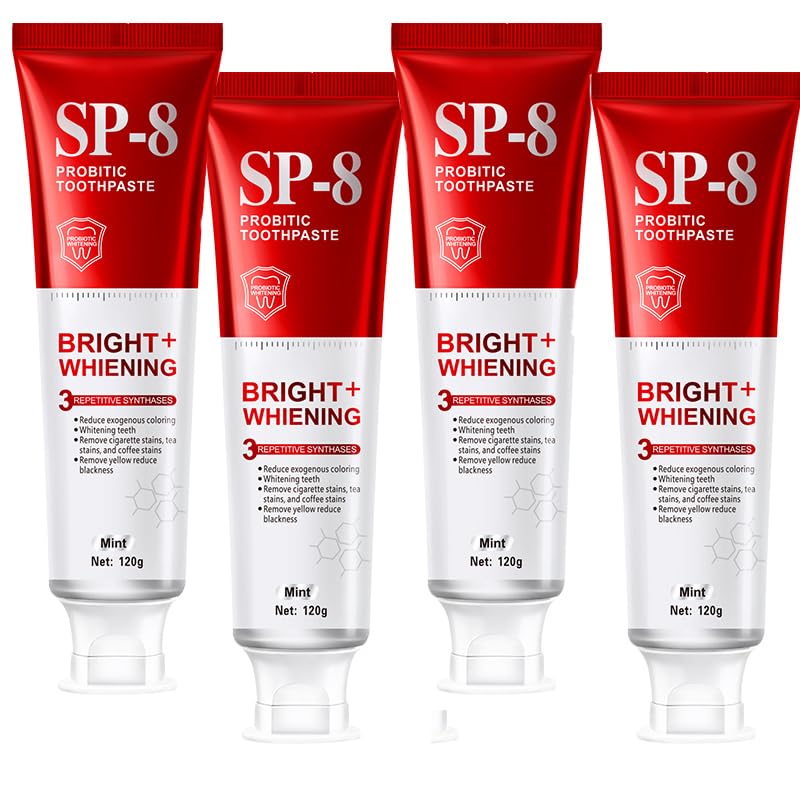 SP-8 Probiotics Whitening Toothpaste - Probiotics for Teeth Whitening and Gum Health - Enamel-Safe, Fluoride-Free, Double Mint Flavor,Fresh Breath (4)