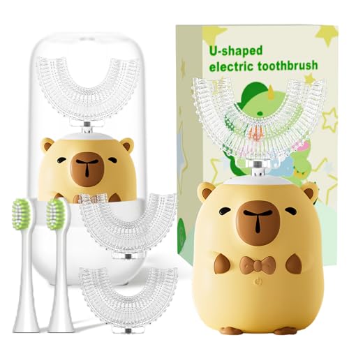 Kids Electric Toothbrushes, U Shaped Ultrasonic Toothbrush,Rechargeable Kids Toothbrush w/Smart Timer, Sonic Toothbrush (Yellow (Ages 7-15)) Yellow (Ages 7-15)