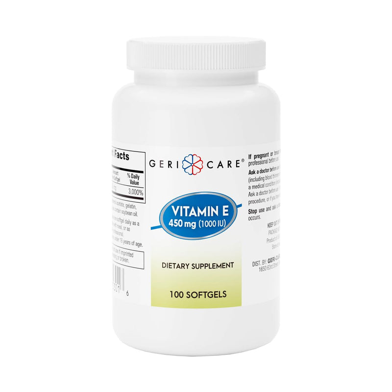 GeriCare High-Potency Vitamin E Capsules, 1000 IU for Skin & Immune Support, 450mg Organic Vitamin E for Women and Men, 100 Count (Pack of 1) 100 Count (Pack of 1) Softgel - 450mg