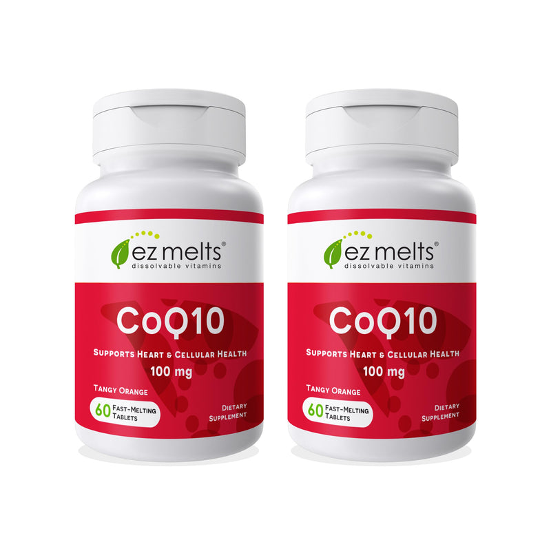 EZ Melts Coq10 - Antioxidant Supplement for Heart, Immune & Energy Support - No Artificial Flavors - Non-GMO & Vegan - Tangy Orange - 120 Dissolvable Tablets (120 Servings) 60 Count (Pack of 2)