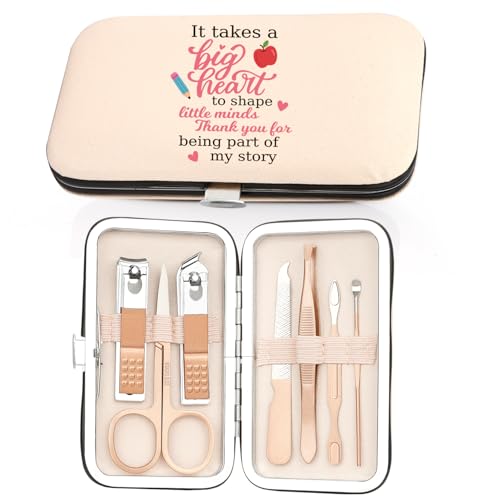Teacher Appreciation Gifts,Presents Forteacher End of Year Christmas Valentines Day Retirement Thank You Cool Farewell Thanksgiving Gifts Ideas Nail Clippers Manicure Kit for Women Stocking Stuffers Pink Teacher