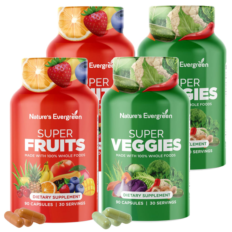 Fruits and Veggies Supplement - Nature Fruits and Vegetables Supplements - Vegan, Non GMO, Soy Free, Superfood Vitamins & Minerals Nutritional Balance - (Total 360 Capsules - Pack of 4) Made in USA 90 Count (Pack of 4)