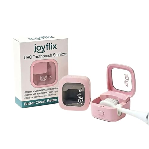 UV-C Toothbrush Sanitizer | Portable & Rechargeable | 99.9% Sanitization with Heating Function | Magnetic Mount, Travel-Friendly & Compact Design (Blush Pink)