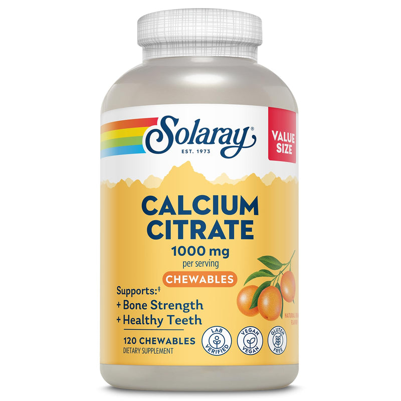 SOLARAY Calcium Citrate 1000mg - Chewable Calcium Supplements for Women and Men - Healthy Teeth and Bone Support - Great, Natural Orange Flavor - Vegan, Gluten Free, 60-Day Guarantee - 30 Servings | Chelated calcium citrate, Enhanced absorption & utili...