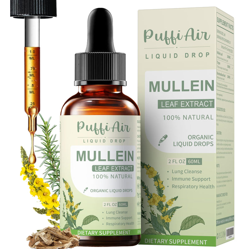 Mullein Drops for Lungs with Mullein Leaf, Thyme & Marshmallow Root ‚Äì Lung Cleansing Formula for Smokers, Supporting Respiratory Health & Immunity | 60ml (2fl oz) Natural Vegan Non-GMO 2 Fl Oz (Pack of 1)