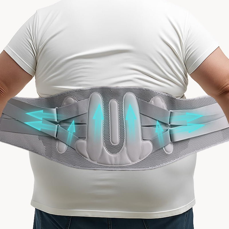 King Mills Plus Size Back Brace for Men Lower Back – Breathable & Comfortable Lumbar Support Big Belly Support for Lower Backs, Customizable Supports Bars – Fits Waist from 44" to 52" XXX-Large - BeesActive Australia