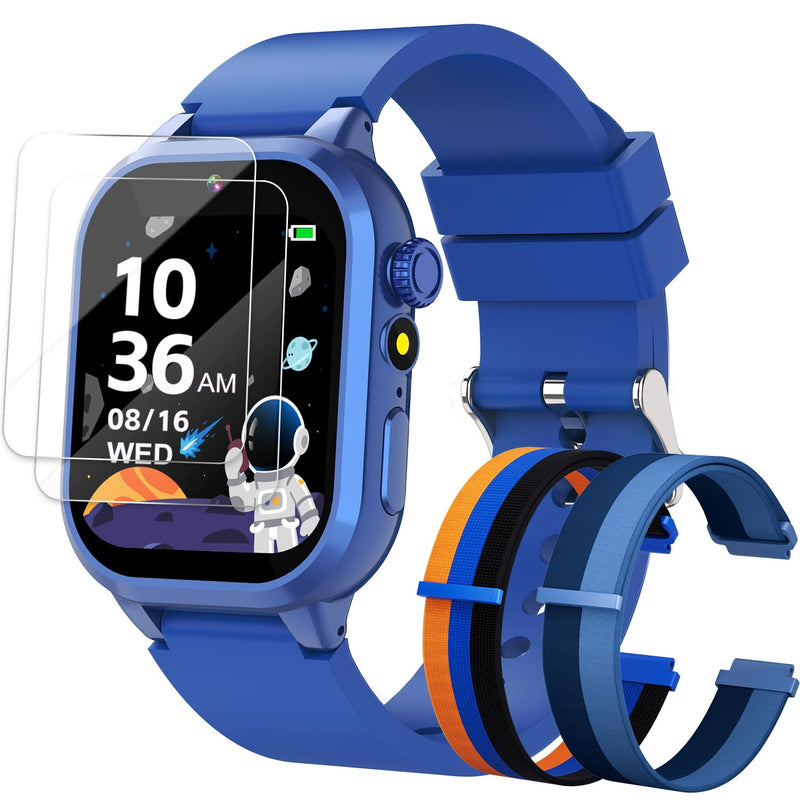 MOFGDNI Smart Watch for Kids with 39 Games, Built-in Camera, Video Recorder, Alarm, Calculator, Pedometer & Various Wallpapers – Toys for Ages 4-12 Years Old Birthday Blue