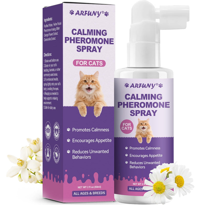 Cat Calming Pheromone Spray - Cat Calming Spray - Reduce Scratching, Fighting, Peeing, Marking - Cat Anxiety & Stress Relief - for Home, Travel, Vet Visits - with Cat Pheromone & Natural Ingredients