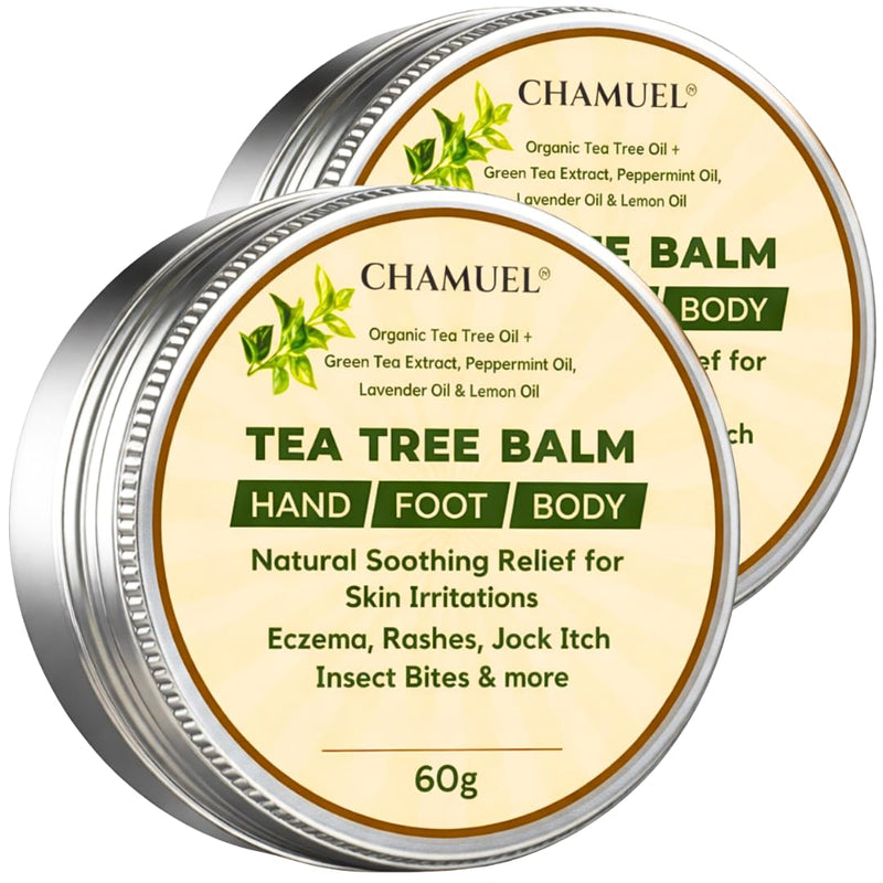 Tea Tree Oil Balm- All Natural | Great Cream for Soothing Eczema, Cracked Foot, Rashes, Jock Itch, Bug Bites, Folliculitis, Acne, Itchy Skin, Cuticles, Psoriasis, Saddle Sores- For Women & Men, 2-Pack 2.11 Ounce (Pack of 2) - BeesActive Australia