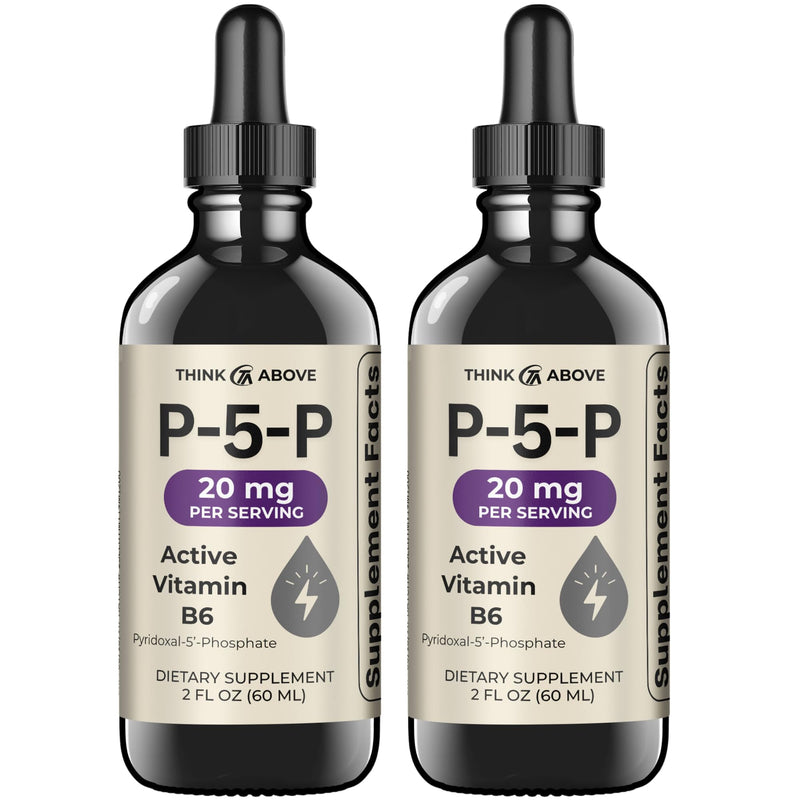 Think Above P5P Liquid Drops – Activated Vitamin B6 (Pyridoxal-5-Phosphate) – Fast Absorption Formula – 2 oz (60 mL) Pack of 2