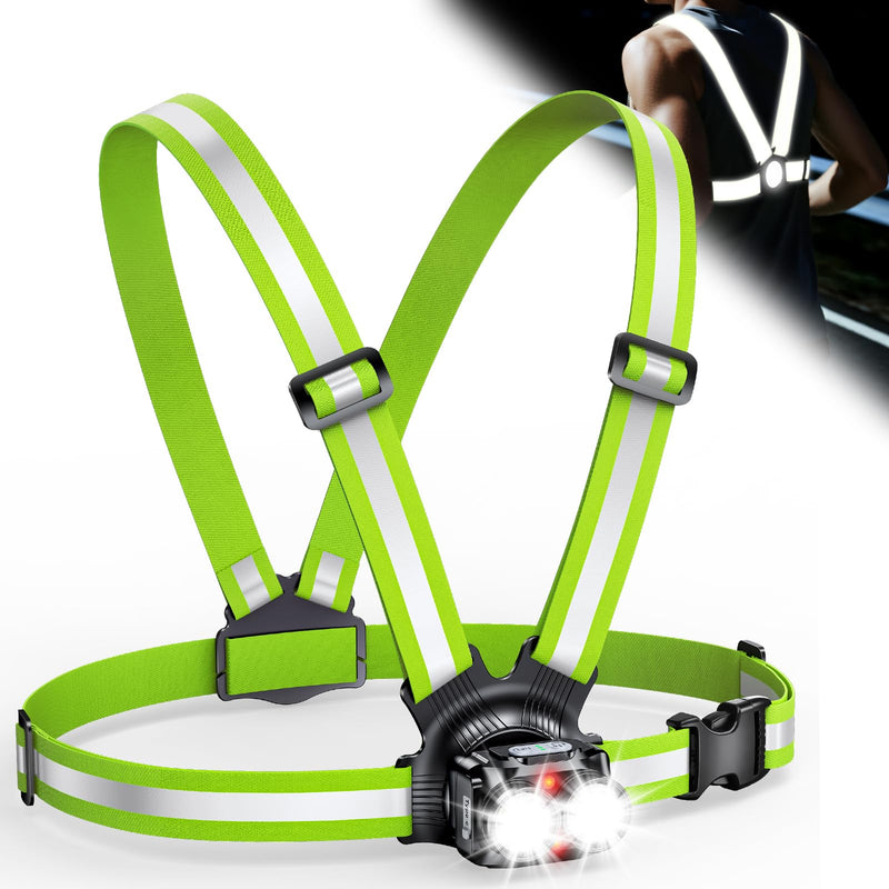Running Lights for Runners 800LM, 6 Modes Running Light with 45°Adjustable Tilt, IPX5 Waterproof Rechargeable Visibility Reflective Vest for Night Walking/Cycling/Jogging, 4-25Hrs Runtime - BeesActive Australia