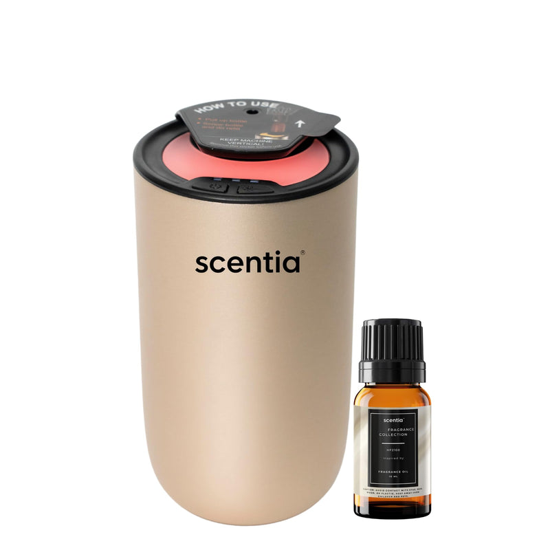 Scentia Mini Diffuser + Smart Car Freshener – Waterless Nebulizer Aromatherapy Essential Oil Diffuser, Rechargeable Dual-Mode Car/Home, Auto Shut-Off & LED Lights – Teen Girl & Valentine Gift Scentia Mini Pod Gold - BeesActive Australia