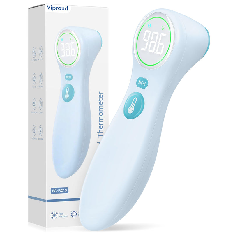 No-Touch Thermometer for Adults and Kids, 1-Second Fast Reading, Color-Coded Fever Alarm, Silent Mode, Object & Room Temperature Function Blue