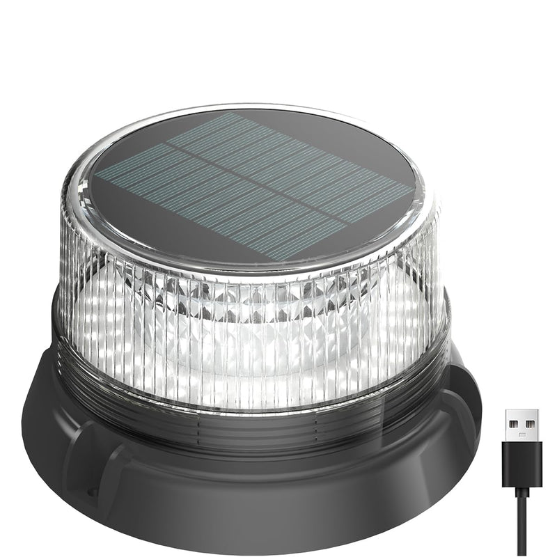LED Anchor Light for Boat Yacht, Solar Navigation Lamp, Marina Dock Barge Safety Beacon Lights, Strobe Warning Light, Magnetic & Suction Mount, Auto On/Off, for Boats Factory Dock, White