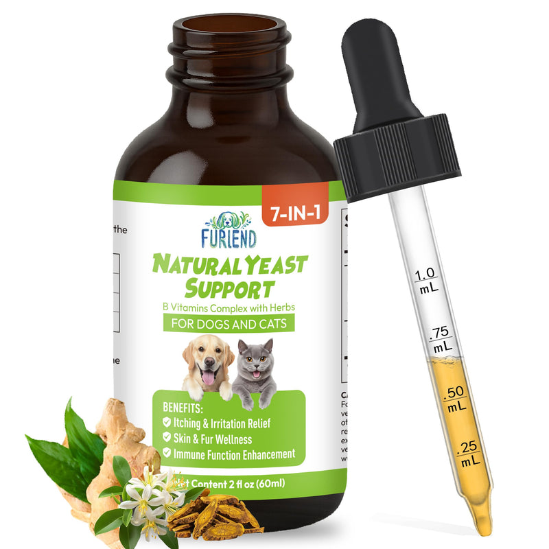 Natural Yeast Infection Itch Relief for Dogs and Cats | Itchy Skin, Ear & Allergy Symptoms Treatment | Reduces Inflammation, Itching and Irritation | 7-in-1 Herbal Formula Liquid Supplement (2 fl oz)
