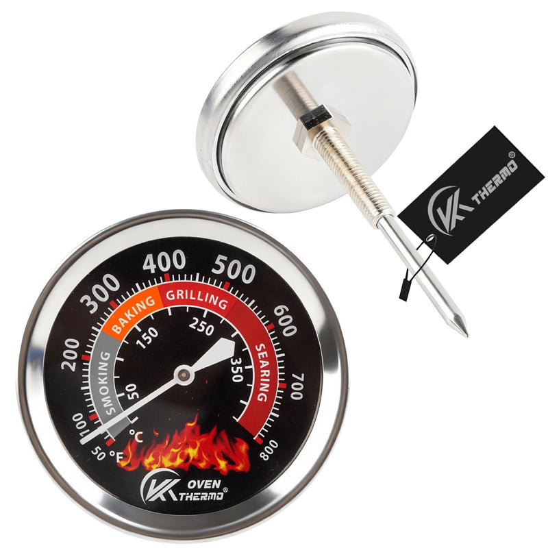 CloudHand 3 1/8 Inch BBQ Temperature Gauge, Upgrade Replacement Smoker Wood Charcoal Pit, Large Face Grill Analog Thermometer, 50-800°F Smoker-3 1/8" Black/red