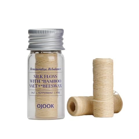 Bamboo Salt Silk Floss Bundle - with Beeswax - 2 Spool (64yd) Refill & 1 Spool (33yd) Floss | Pine Flavor, All Natural, Biodegradable