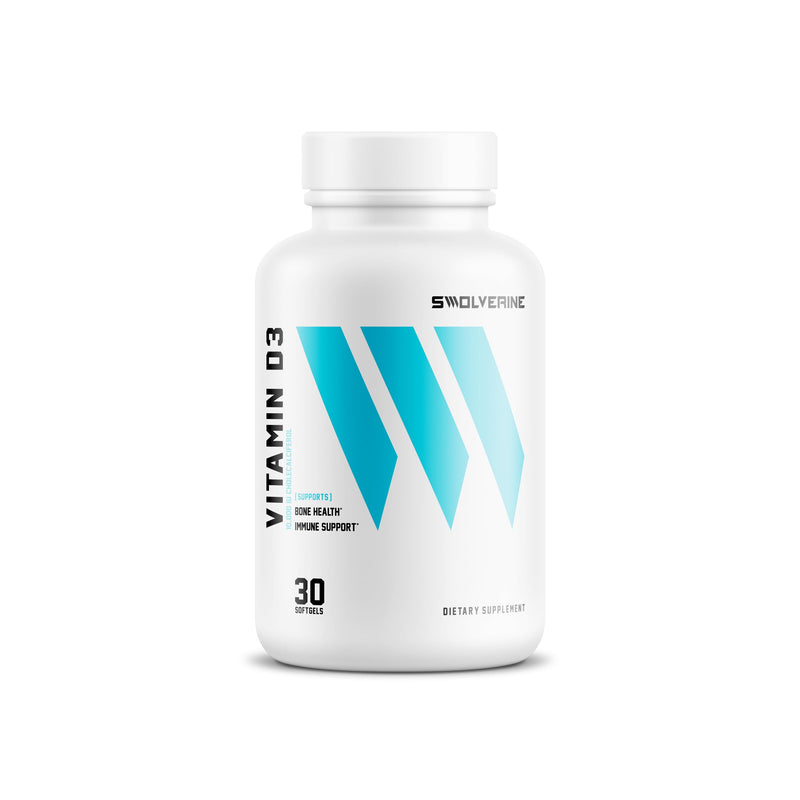 Swolverine Vitamin D3 | Healthy Muscle Function, Bone Health, Immune Support, Mood Support, 10000 IU Encapsulated in Olive Oil for Optimal Absorption (30 Soft Gels) 30 Count (Pack of 1)