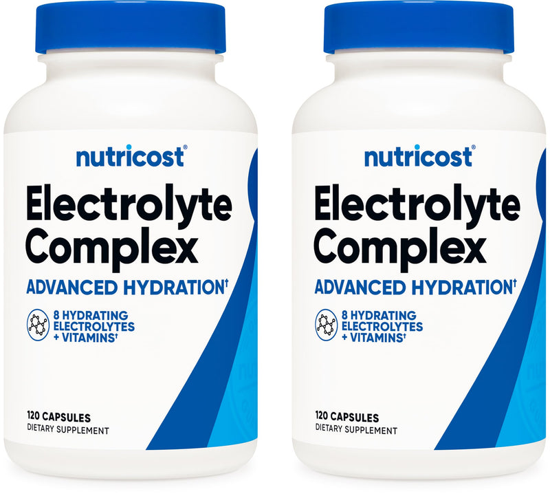Nutricost Electrolyte Complex Advanced Hydration (120 Capsules) - 8 Hydrating Electrolytes & Vitamins, Gluten Free, Non-GMO, Vegetarian (Pack of 2) 120 Count (Pack of 2)